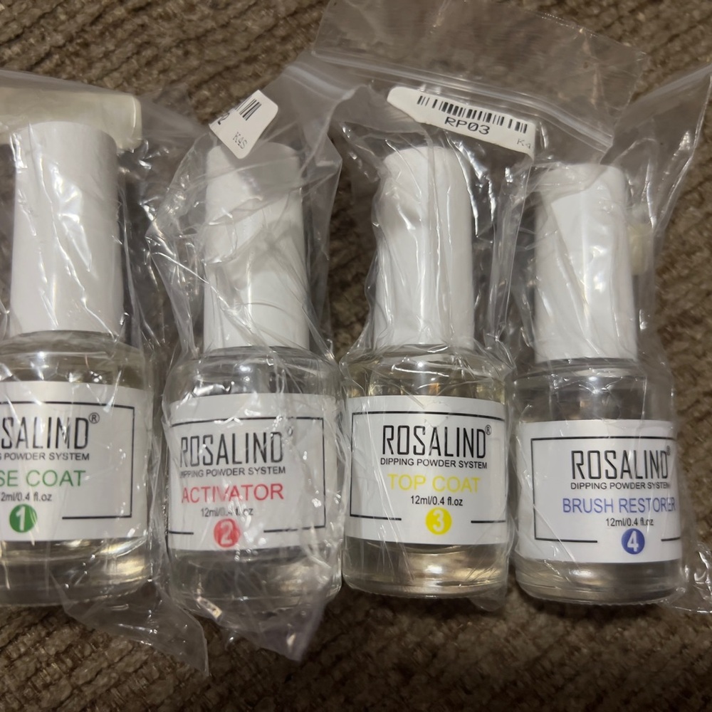 Dipping Powder System Set - Base, Activator, Top, Brush Restorer